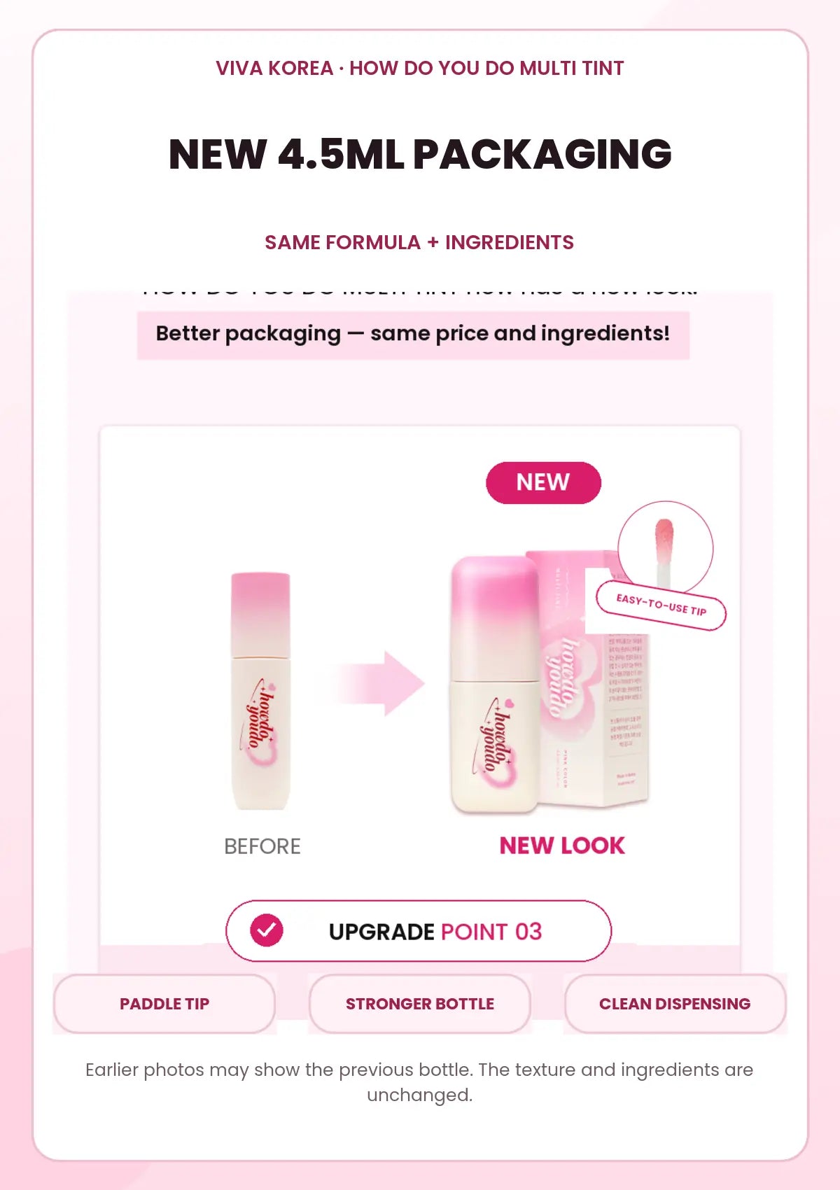 VIVA KOREA Multi Tint new 4.5ml packaging with same formula and ingredients